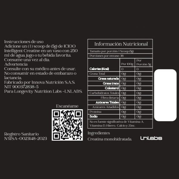 Creatina IC100 180 g (36 servicios)